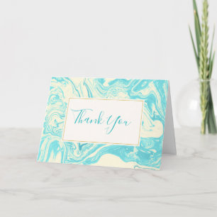 Cool Marble Design in Turquoise and Cream Thanks Thank You Card