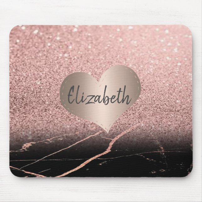 Cool Marble,Glitter , Heart  -Personalized Mouse Pad (Front)
