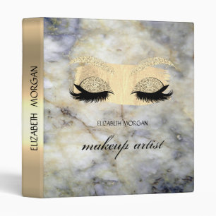 Cool Marble,Gold Brush Stroke,Glitter Faux Lashes Binder