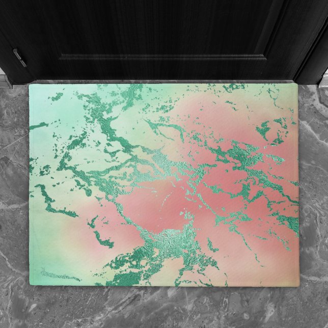 Cool Marble | Lovely Pastel Coral and Green Ombre Doormat (Creator Uploaded)