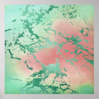Cool Marble | Lovely Pastel Coral and Green Ombre