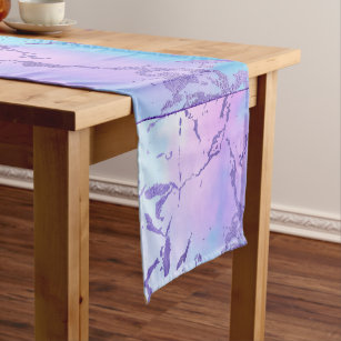 Cool Marble   Lovely Pastel Purple Blue Pink Ombre Short Table Runner