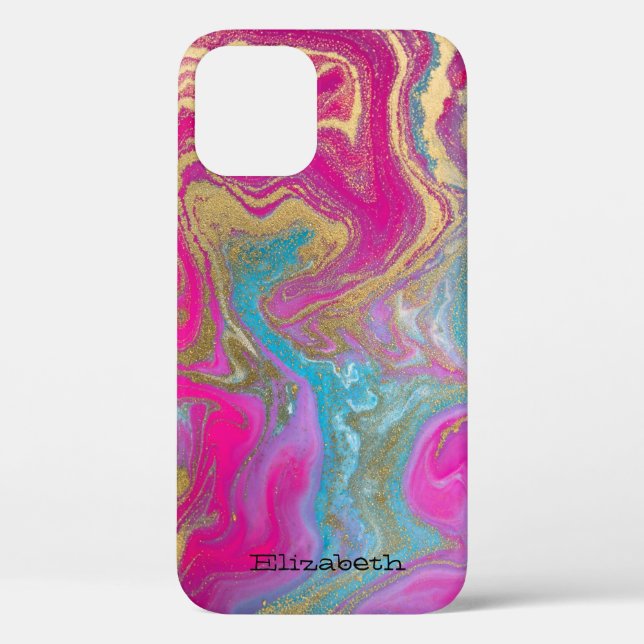 Cool Marble Stone Colourful Texture Glitter Case-Mate iPhone Case (Back)