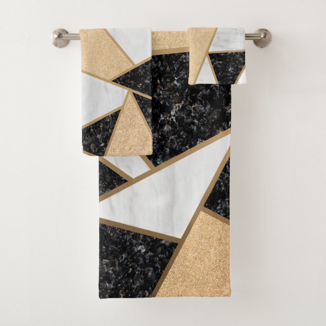 Cool Marble Stone Geometric Bath Towel Set (Insitu)