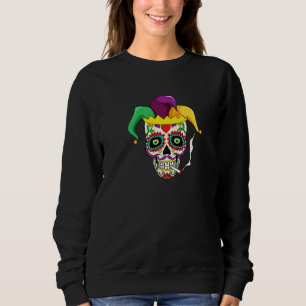 Cool Mardi Gras Candy Skull Wearing Mardi Gras Jes Sweatshirt