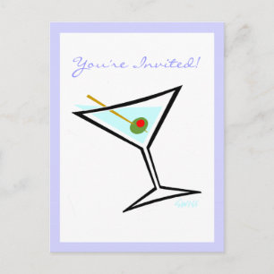 Cool Martini Glass Cocktail Party Invitation Postcard