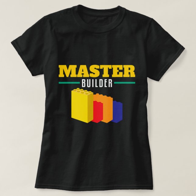 Cool Master Builder Building Blocks Bricks Toy Gif T-Shirt (Design Front)