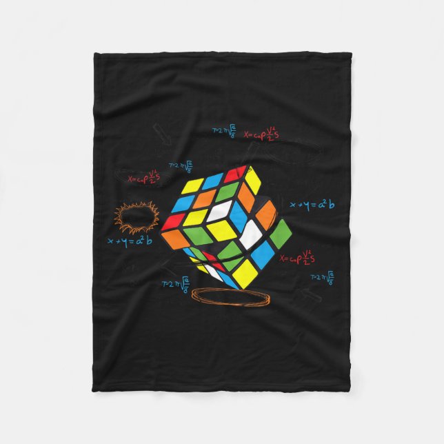 Cool Math Rubik Rubix Rubics Player Cube Math Fleece Blanket (Front)