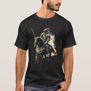 Cool medieval Knight in Armour and Horse T-Shirt