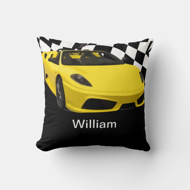 Cool Men's Monogram Car Theme Throw Pillow (Front)