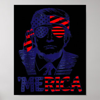 Cool merica Trump Happy 4th Of July Trump American Poster