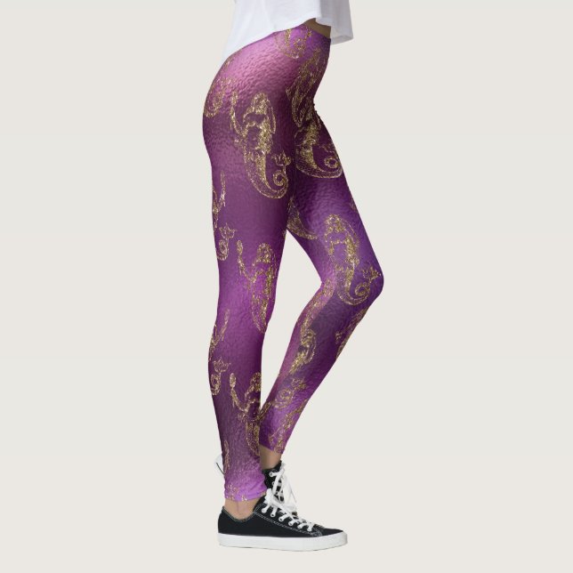 cool mermaid glitter blue green pink pattern leggings (Right)