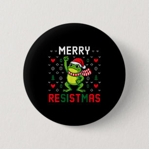 Cool Merry Resistmas Frog Winter Holiday Graphic M 2 Inch Round Button