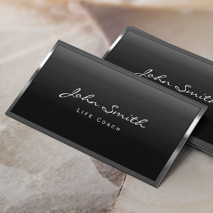 Cool Metal Border Life Coach Business Card