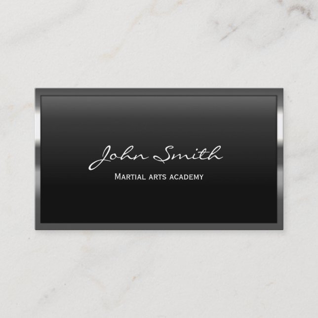 Cool Metal Border Martial Arts Business Card (Front)