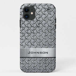 Cool Metal Diamond Cut Metallic Plate Pattern iPhone 11 Case