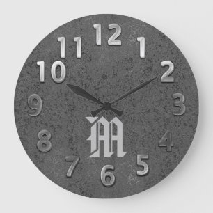 Cool Metal Look Monogram Clock