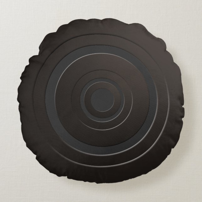 Cool Metallic Circles Black with any Colour Round Pillow (Front)
