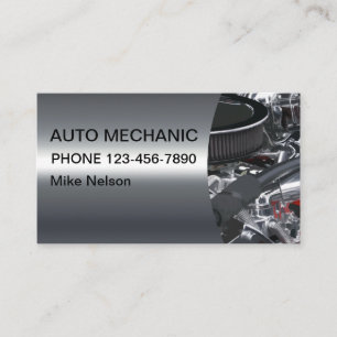 Cool Metallic Look Auto Mechanic Business Card