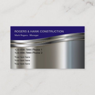 Cool Metallic Looking Construction Business Cards