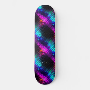 Cool Metallic Magenta Cyan Vaporwave Tile Pattern Skateboard