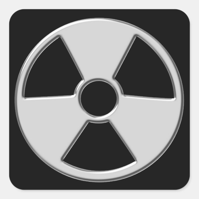 Cool Metallic Radioactive Radiation Symbol Square Sticker (Front)
