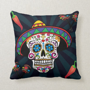 Cool Mexican Sugar Skull Pillow