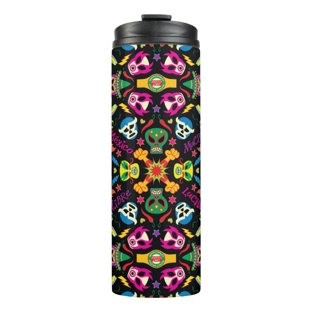 Cool Mexican wrestlers ready to fight and have fun Thermal Tumbler (Front)