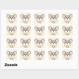 Cool mice mouse animals pet cartoon valentine square sticker