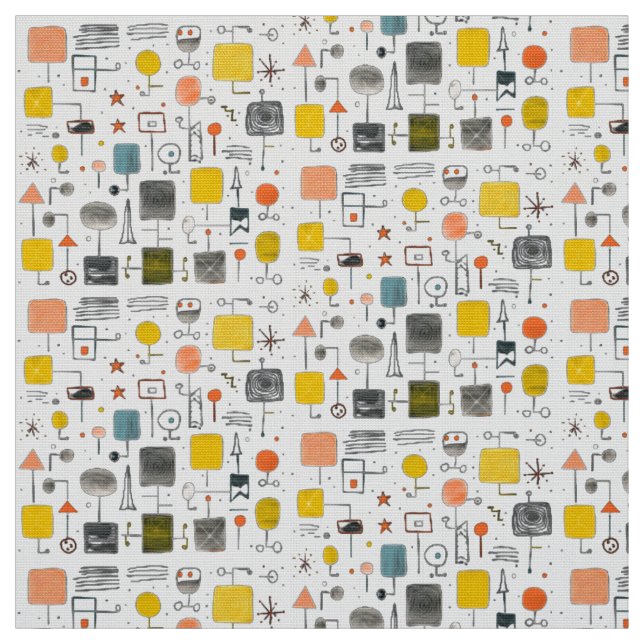 cool Mid Century Modern Fabric  (Swatch)