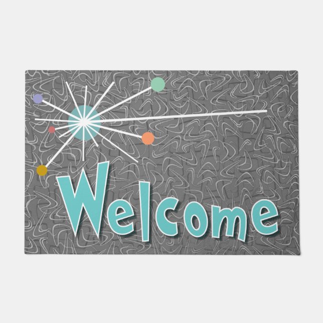 Cool Mid Century Modern "WELCOME" Doormat (Front)
