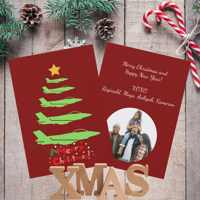 Cool Military Airplane Christmas Tree,Minimalist Holiday Card (Creator Uploaded)
