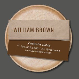 Cool Minimal Texture Beige Brown Bold Consultant Mini Business Card