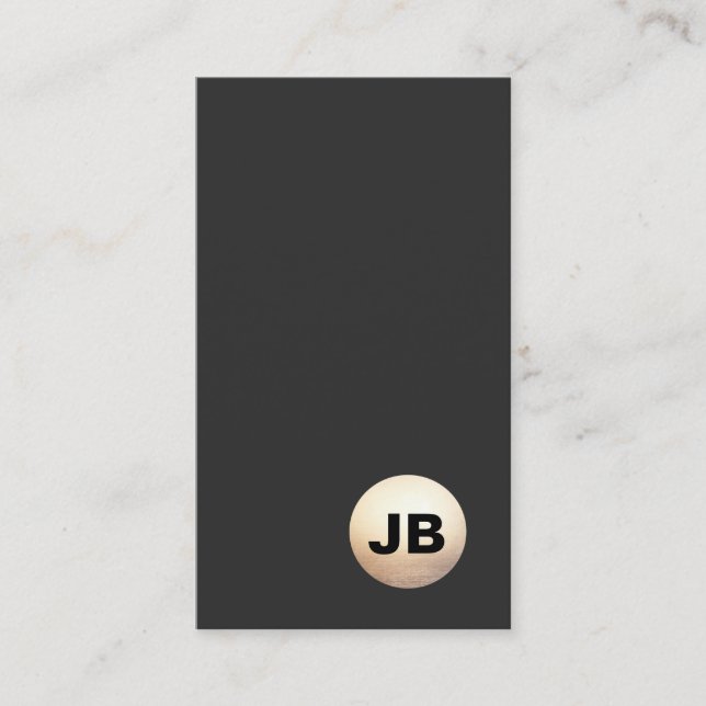 Cool Minimalist Faux Gold Foil Monogram Circle Business Card (Front)