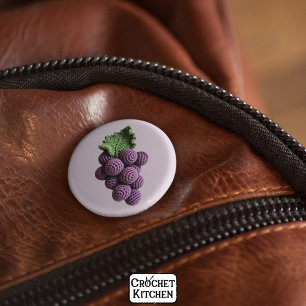 Cool Minimalist Purple Grandma Chic Crochet Grape 2 Inch Round Button