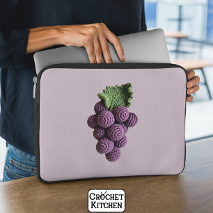 Cool Minimalist Purple Grandma Chic Crochet Grape Laptop Sleeve