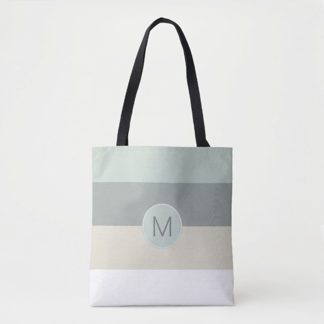 Cool Minimalist Stripes Pattern with Your Monogram Tote Bag (Front)