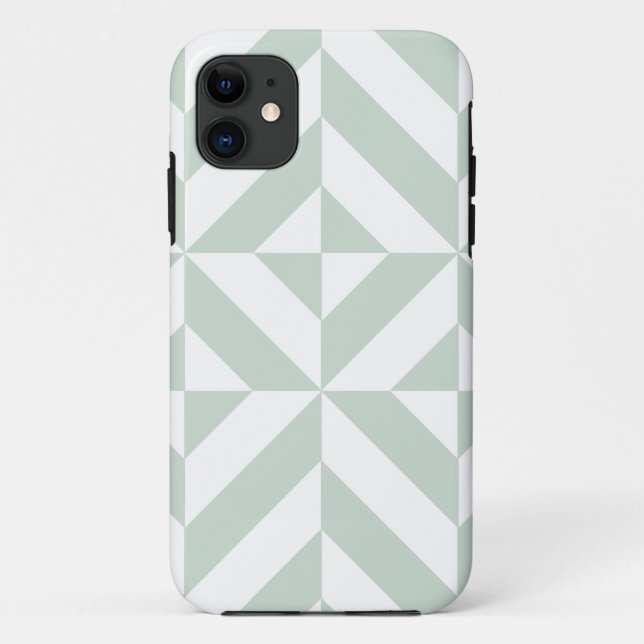 Cool Mint Geometric Deco Cube Pattern Case-Mate iPhone Case (Back)