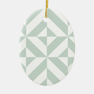Cool Mint Geometric Deco Cube Pattern Ceramic Ornament