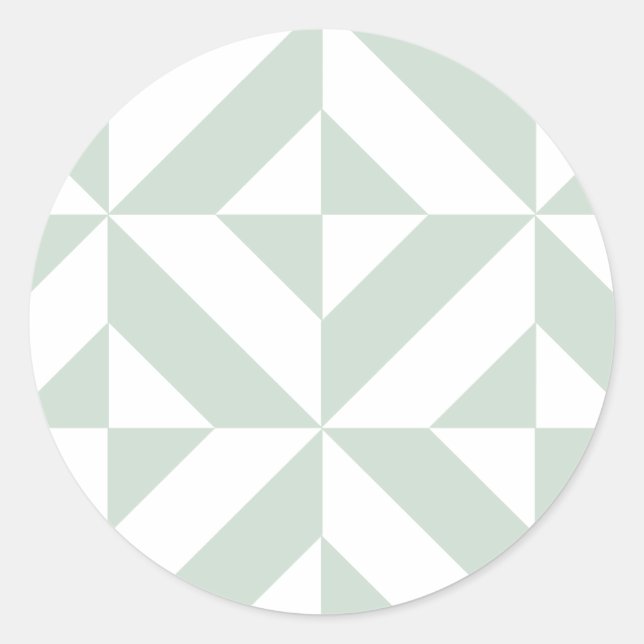 Cool Mint Geometric Deco Cube Pattern Classic Round Sticker (Front)