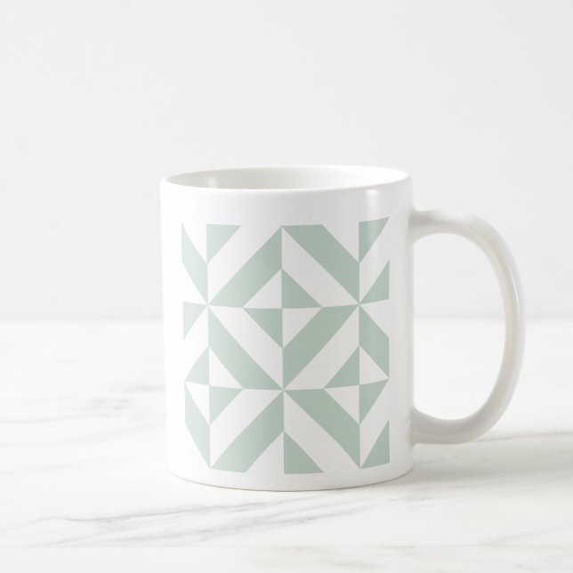 Cool Mint Geometric Deco Cube Pattern Coffee Mug (Right)