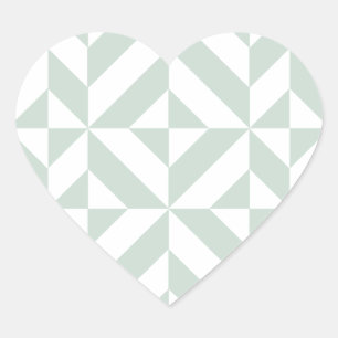 Cool Mint Geometric Deco Cube Pattern Heart Sticker