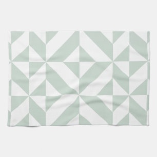 Cool Mint Geometric Deco Cube Pattern Kitchen Towel