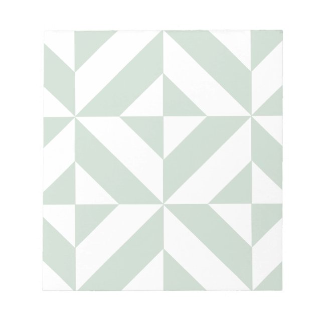 Cool Mint Geometric Deco Cube Pattern Notepad (Front)