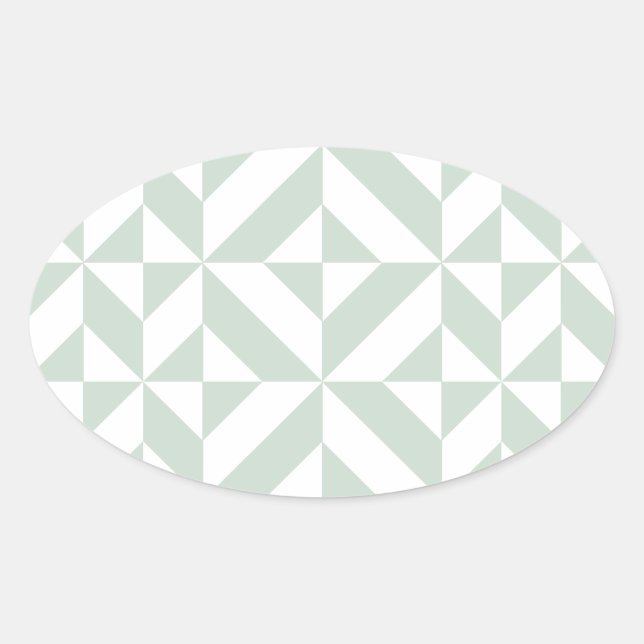 Cool Mint Geometric Deco Cube Pattern Oval Sticker (Front)