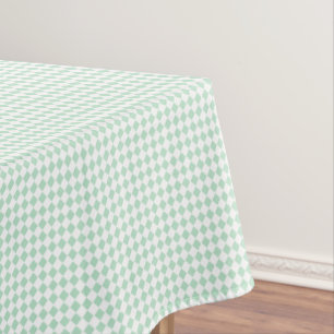 Cool Mint Green White Checkered Pattern Retro Chic Tablecloth