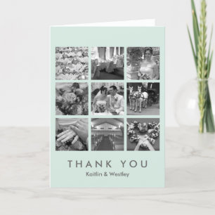 Cool mint grid collage 9 photos memories thank you card