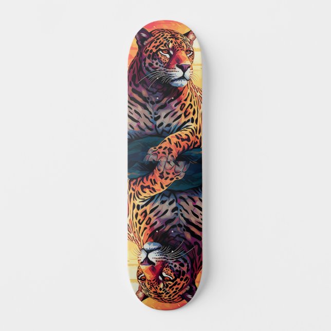 Cool Mirror Image Tropical Tiger Skateboard (Front)