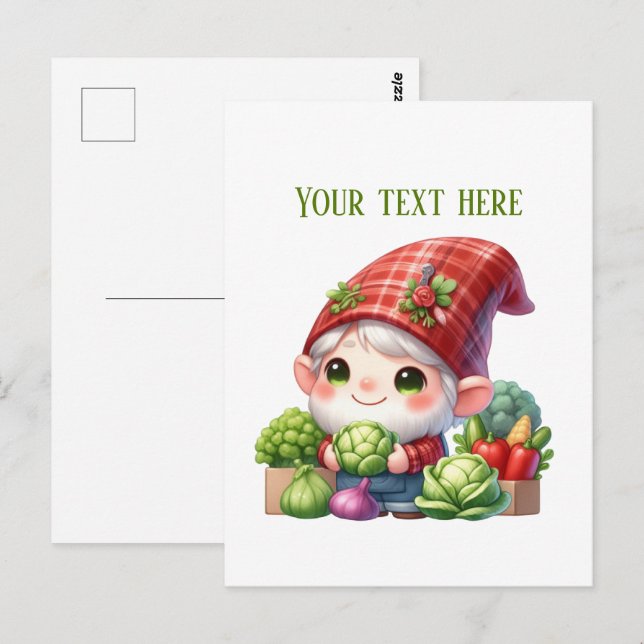 Cool mixed vegetable gnome customizable  postcard (Front/Back)