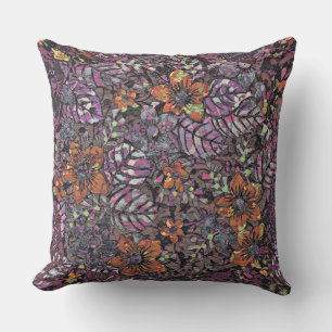 Cool modern Abstract Flowers Pattern art Throw Pillow